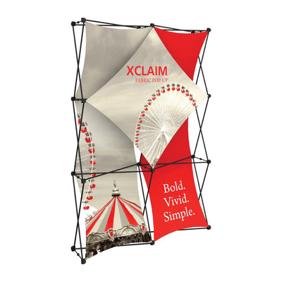 Xclaim fabric pop-up display with bold graphics for trade shows, exhibitions, and events
