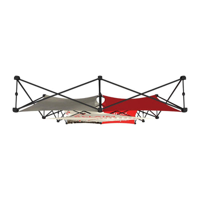 Collapsible trade show display frame with printed fabric graphics for exhibitions and events