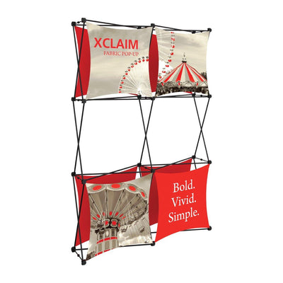 Fabric pop-up display frame with custom printed graphics for trade shows and exhibitions
