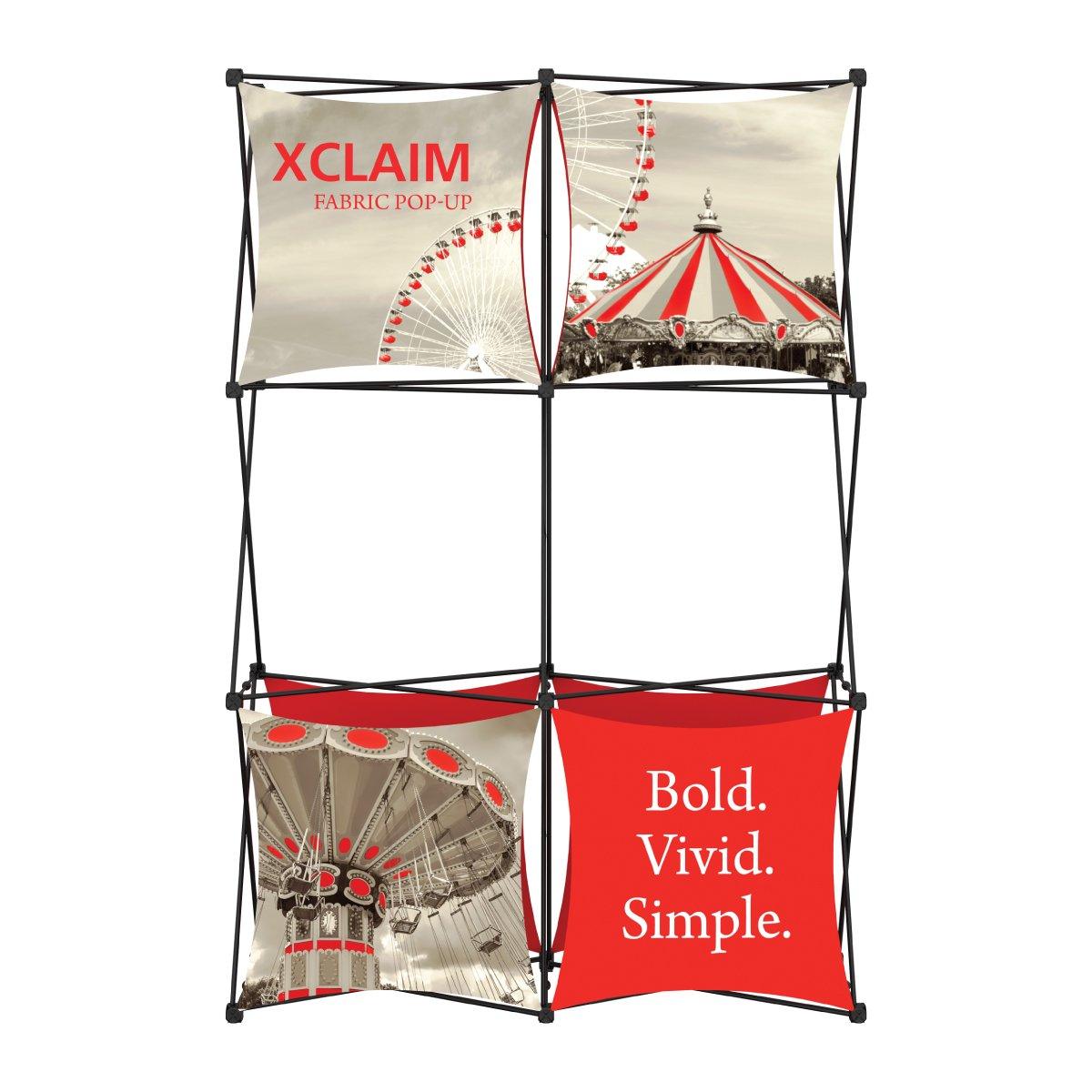 Xclaim fabric pop-up display featuring carnival images for trade shows and exhibitions