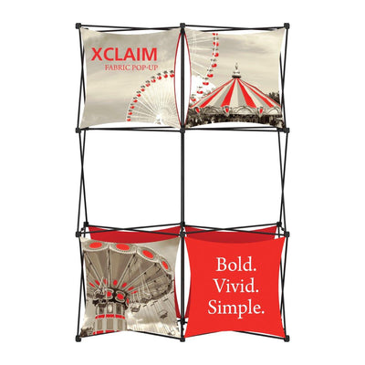 Xclaim fabric pop-up display featuring carnival images for trade shows and exhibitions