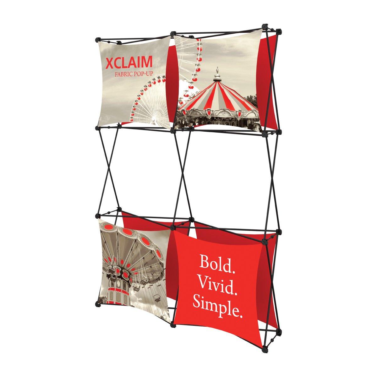 Fabric pop-up display stand featuring fairground themed graphics for trade show exhibits