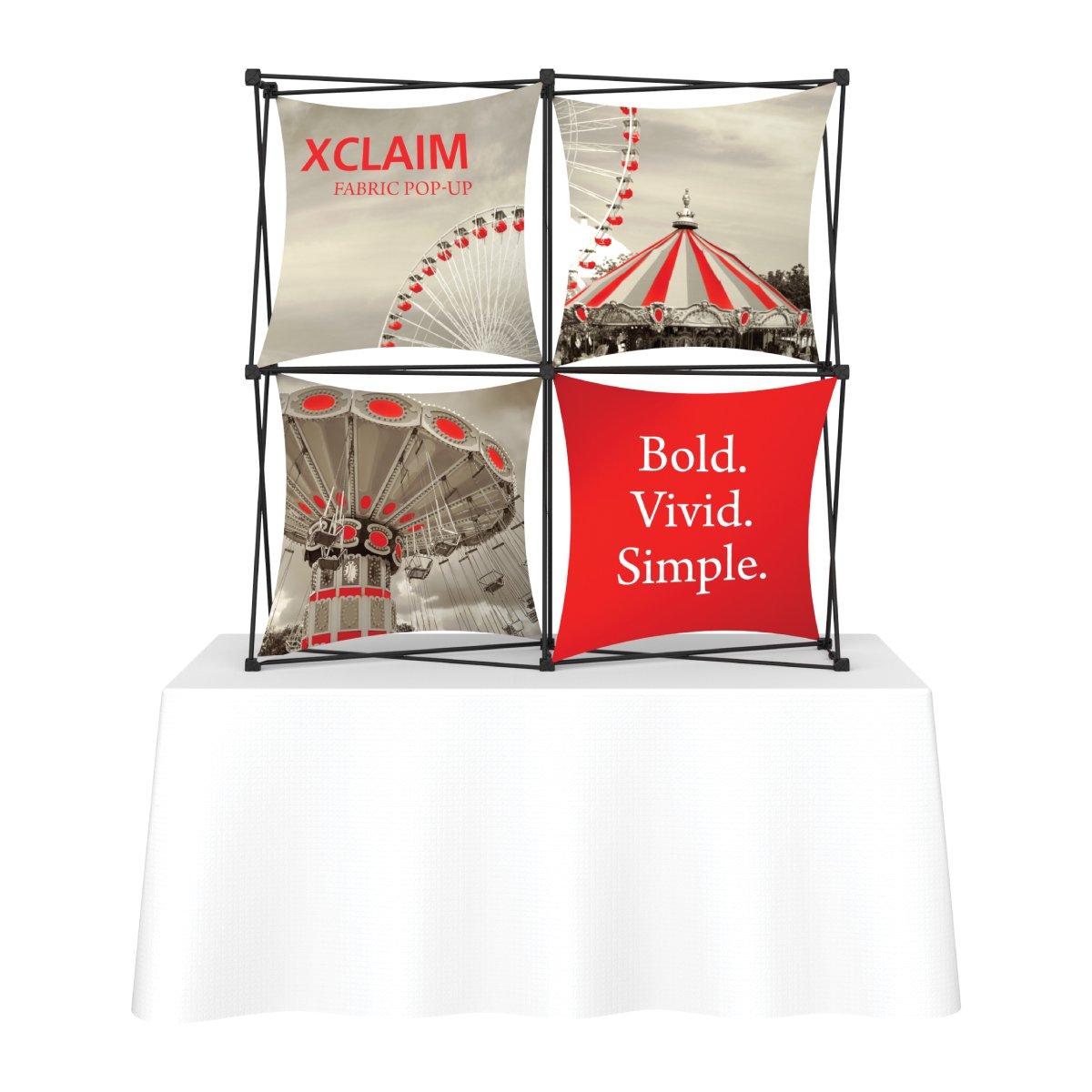 Fabric pop-up tabletop display with carnival-themed graphics for trade shows and exhibitions