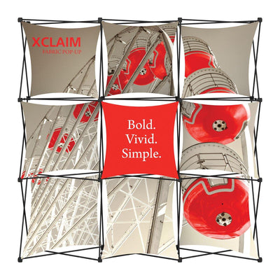 Xclaim fabric pop-up display with graphic panels ideal for trade show exhibits and special event branding