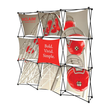 Xclaim fabric pop-up display with bold graphics ideal for trade shows and exhibitions