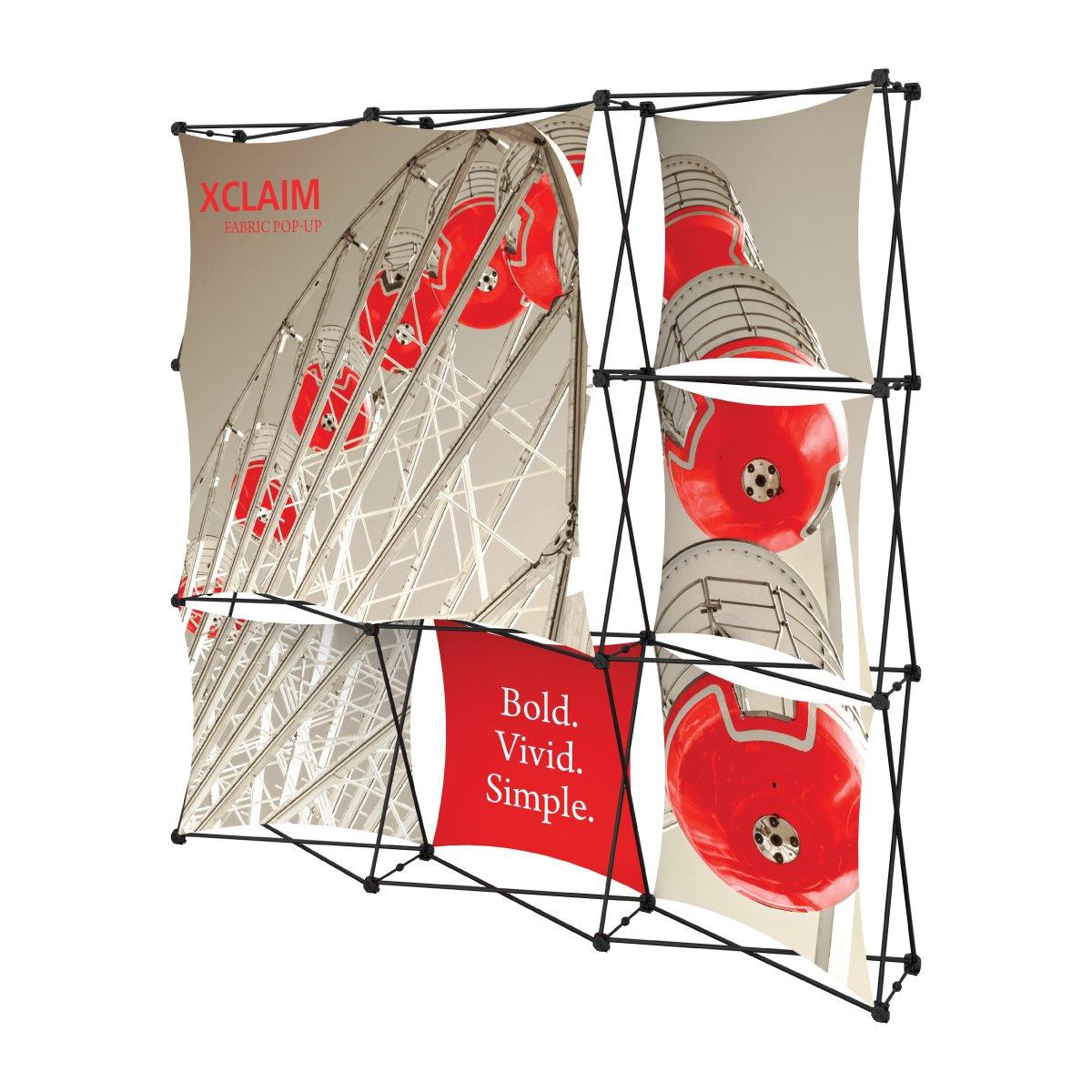 Xclaim fabric pop-up display featuring vivid Ferris wheel graphics for trade shows and exhibitions