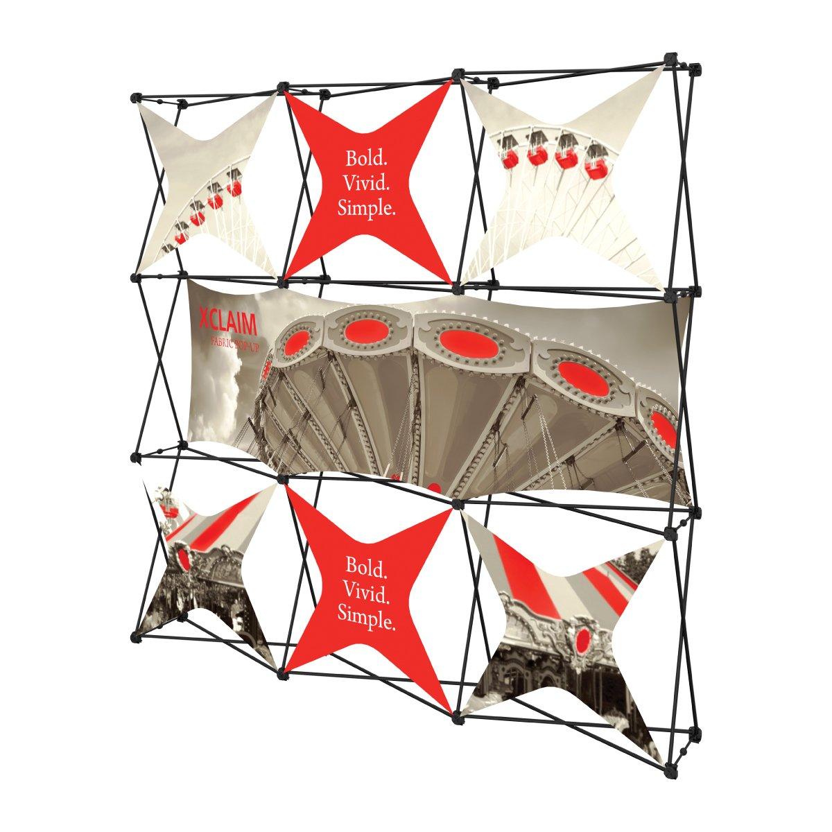 Fabric pop-up display with graphics, ideal for trade shows, exhibitions, and special event branding