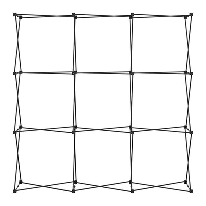 Collapsible metal frame structure for fabric trade show displays and exhibition booths