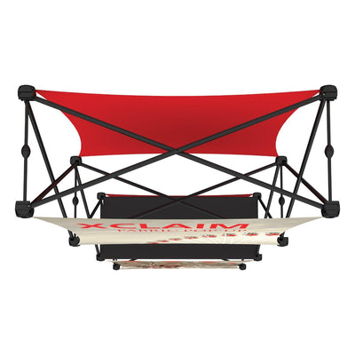 Top view of portable fabric pop-up display frame for trade shows and exhibitions