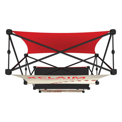 Top view of portable fabric pop-up display frame for trade shows and exhibitions