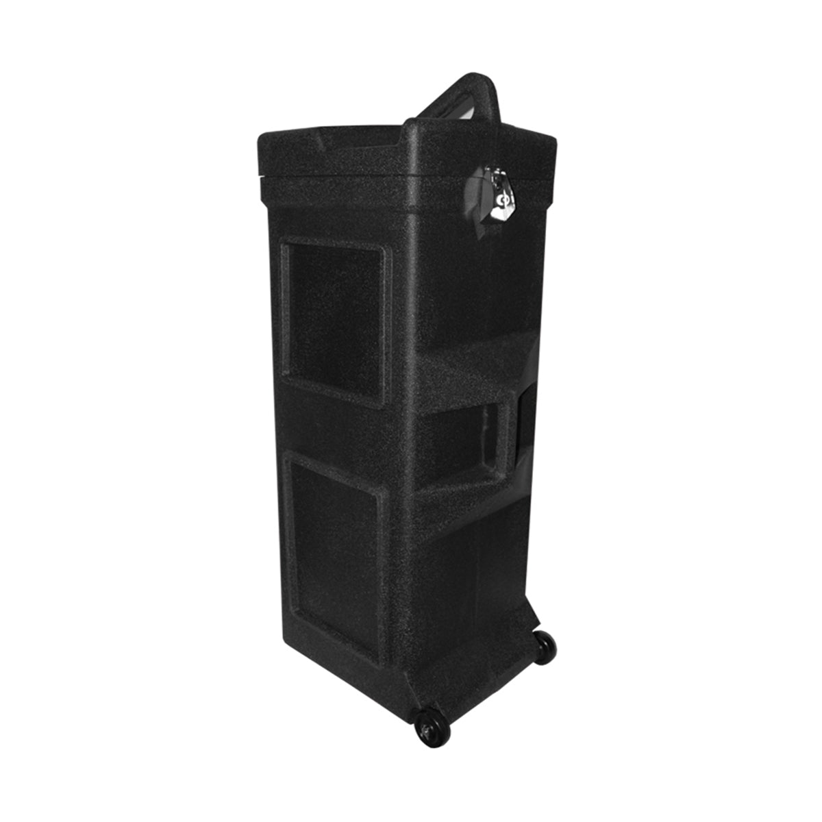 Durable rolling case with handle and lock for trade shows, exhibitions, and special events