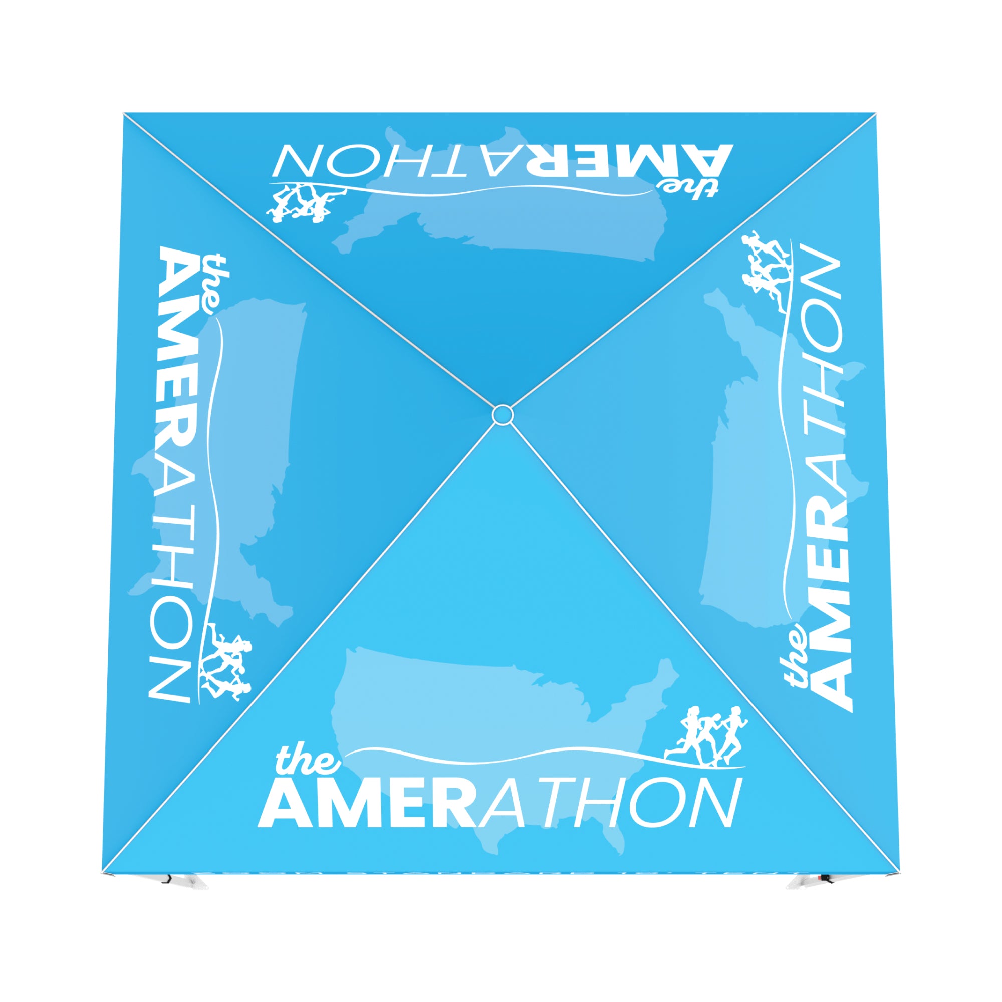 trade show tent canopy featuring Amerathon branding and USA map for exhibitions and special events