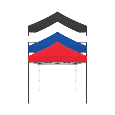 Stacked trade show pop-up tents with frame structures for exhibitions and special events