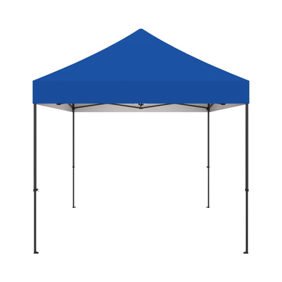 Pop-up tent with pointed roof and adjustable legs for trade shows and outdoor events
