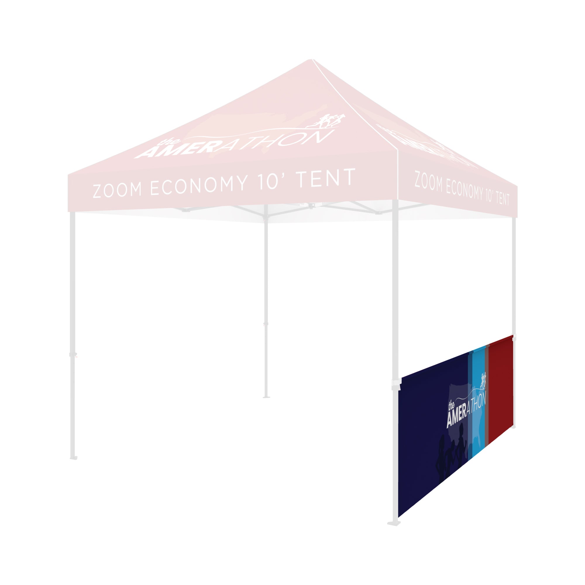 10ft trade show tent with custom side panel featuring Amerathon branding for exhibitions and events
