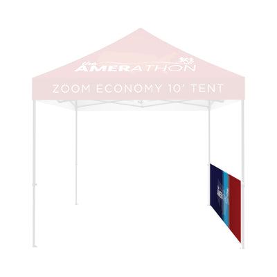 10ft pop-up trade show tent with branded canopy and side banner for exhibitions and events