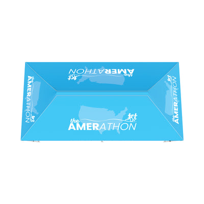 Custom branded trade show tent canopy with Amerathon logo and USA map for exhibitions and events