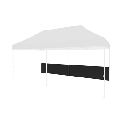 Trade show canopy tent with half-height fabric panels, ideal for exhibitions and special events