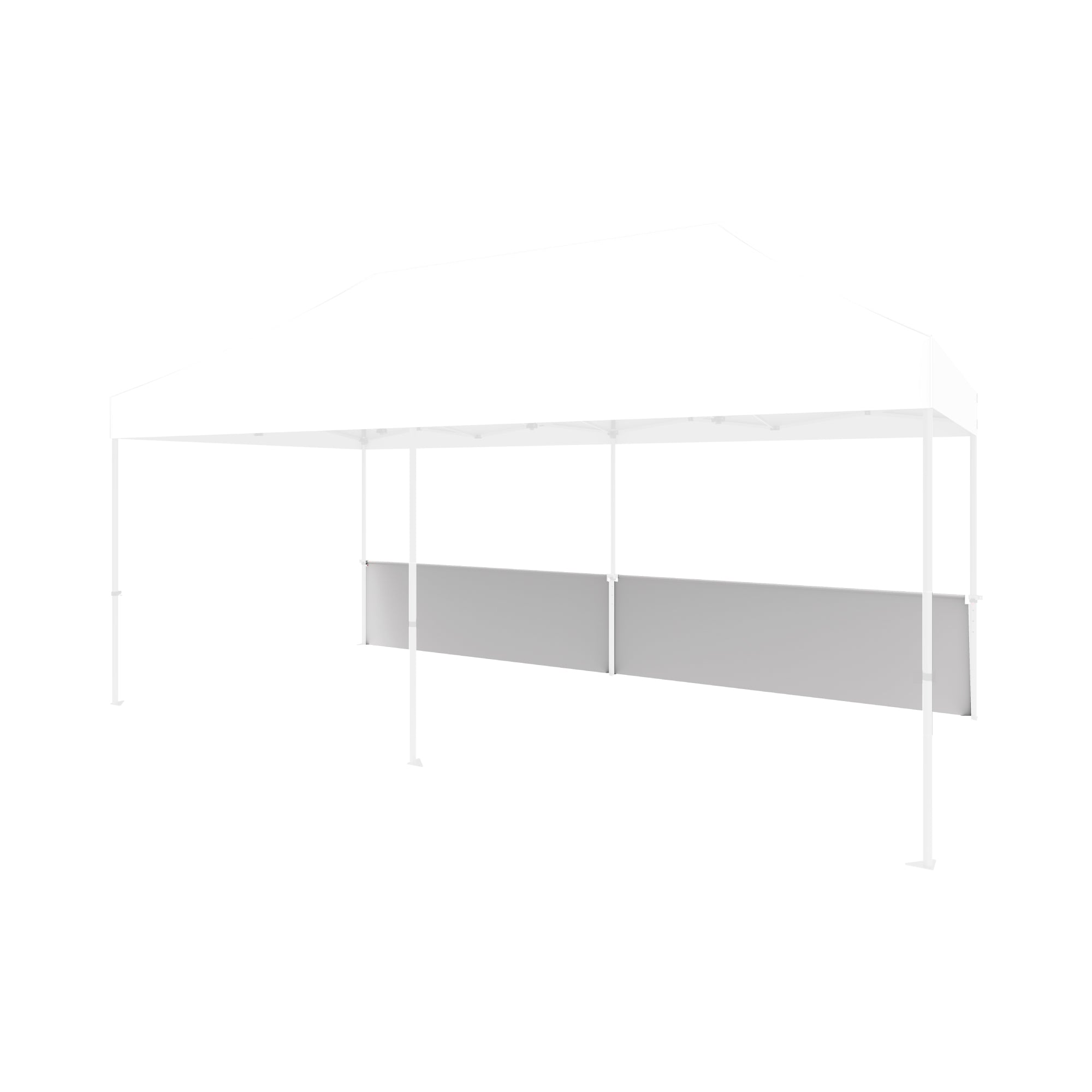 Portable trade show tent with half-wall panels for exhibitions and special event setups