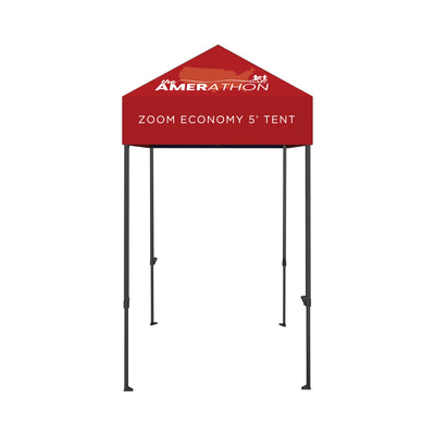 5-foot Zoom Economy tent with custom branded canopy for trade shows and exhibitions