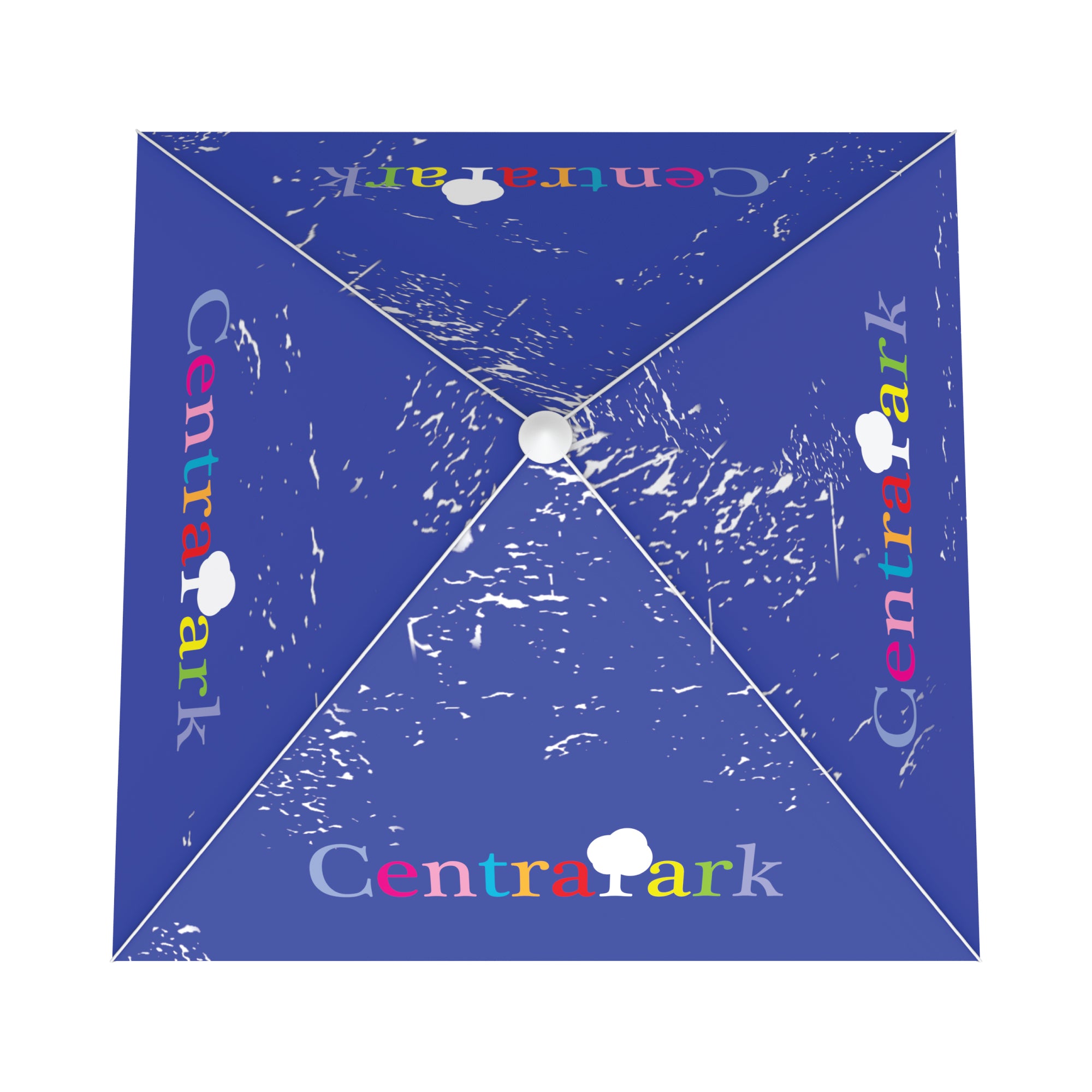 Branded trade show canopy tent top with colorful CentraPark logo for exhibitions and events