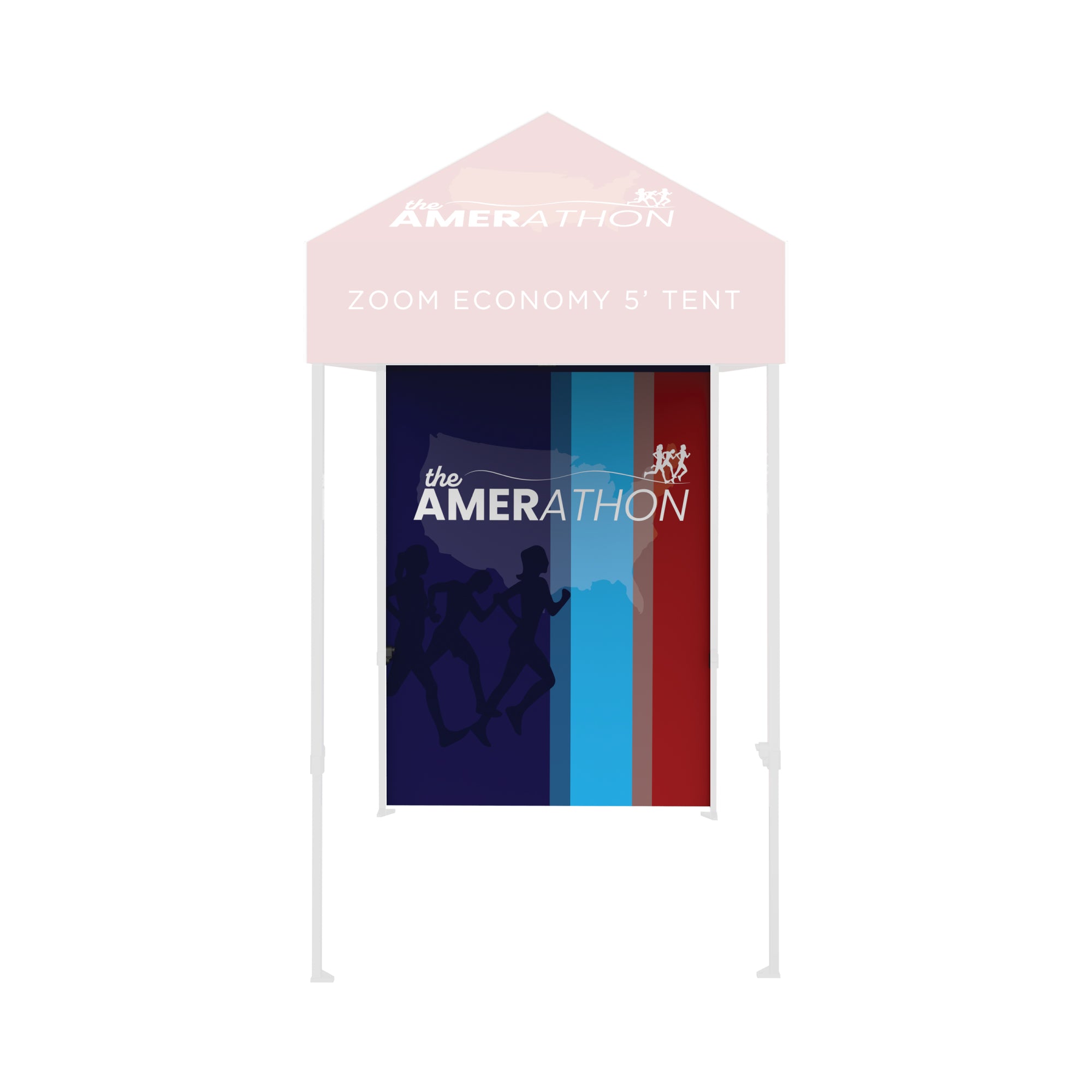 5-foot trade show tent with custom Amerathon event branding and full back wall for exhibitions