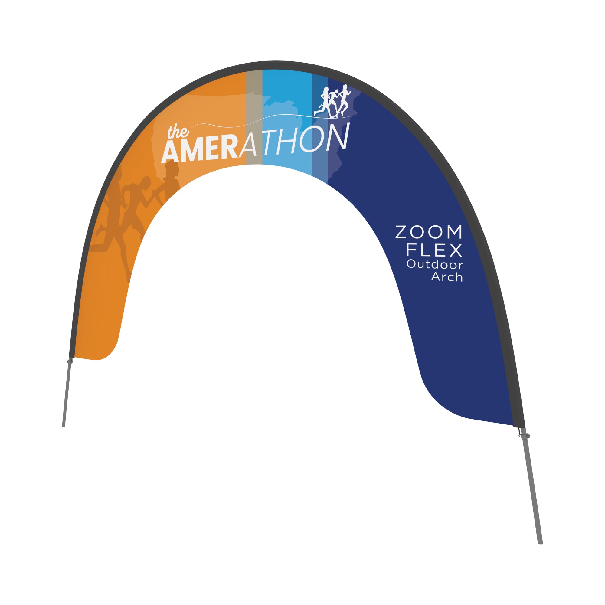 Zoom Flex outdoor arch with printed branding for trade shows, exhibitions, and special events