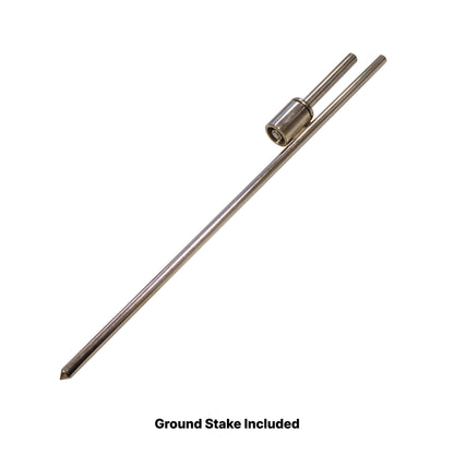 Metal ground stake and mounting pole for trade show displays and event signage