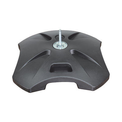 Stackable base with central mounting bolt for secure setup at trade shows and exhibitions