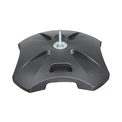 Stackable base with central mounting bolt for secure setup at trade shows and exhibitions