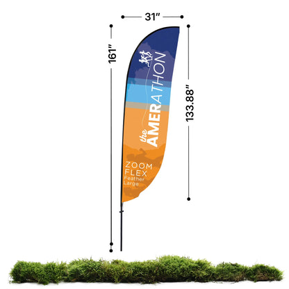 Zoom Flex Large Feather flag for trade shows and special events with marathon event design