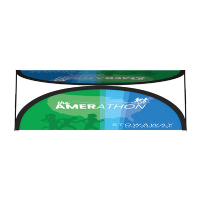 Large outdoor Stowaway sign with Amerathon running event branding for trade shows and exhibitions