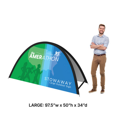 Large curved outdoor display sign promoting Amerathon event for trade shows and exhibitions